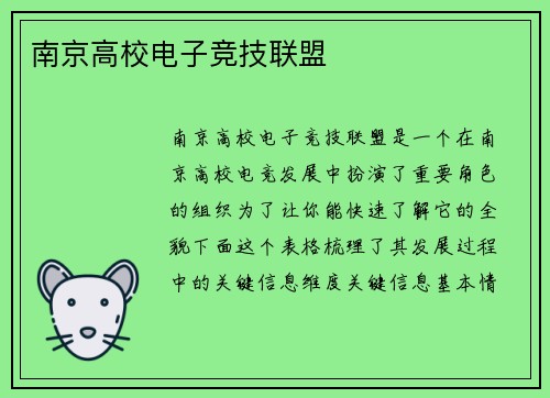 南京高校电子竞技联盟